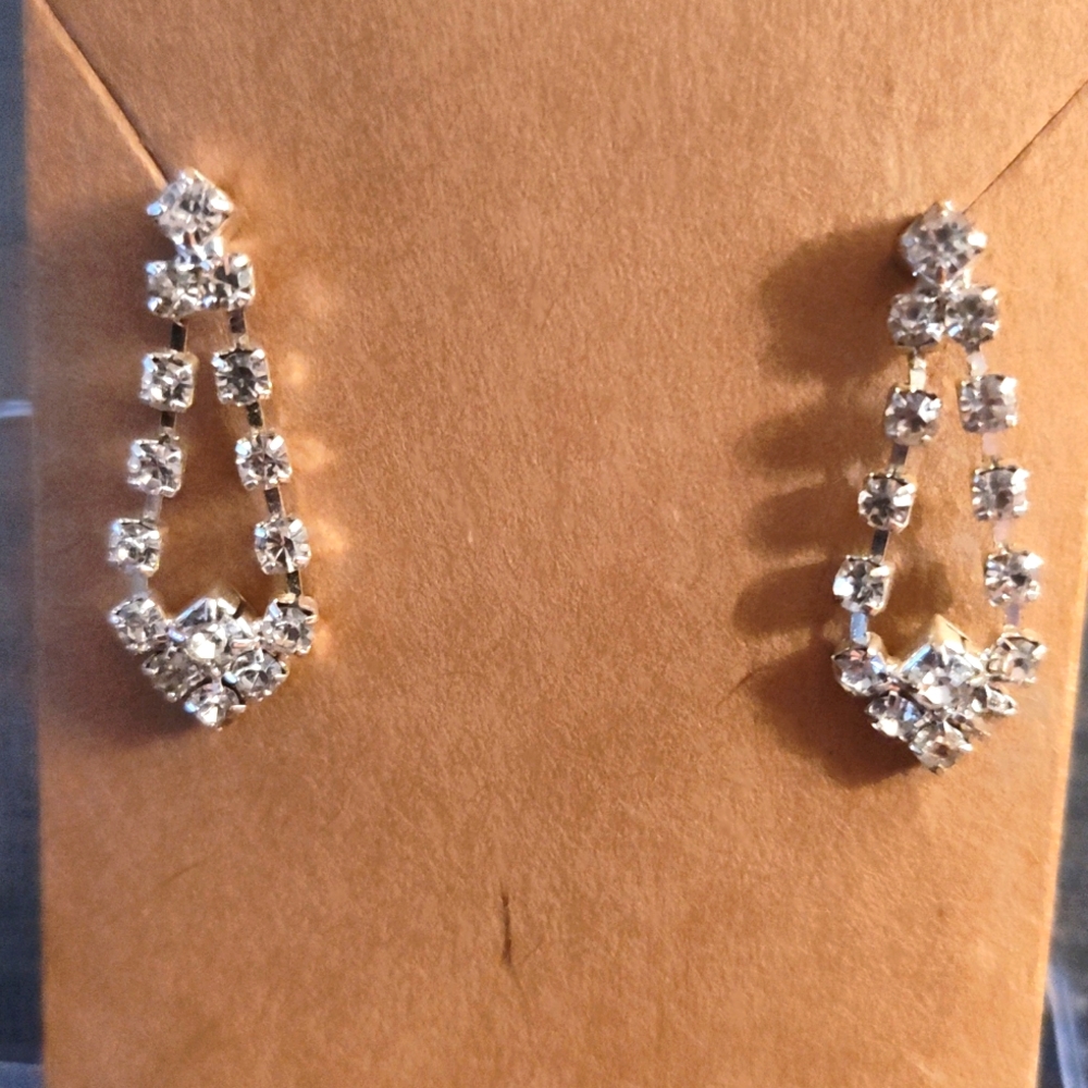 Elegant Silver Crystal Rhinestone Drop Earrings
